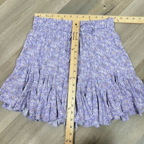 Aeropostale Y2K Floral Tie Waist Flippy Mini Skirt Purple Small - Picture 12 of 13